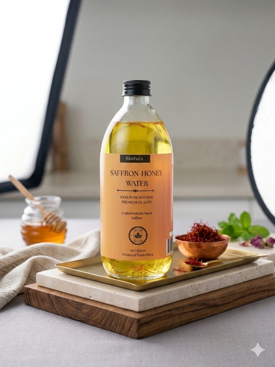 Ristha's Saffron and Honey Elixir - golden honey saffron wellness drink
